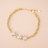 Dainty 5A CZ Bracelet – Adjustable, Hypoallergenic, Minimalist 3-Stone Design for Daily Wear - FXGS1
